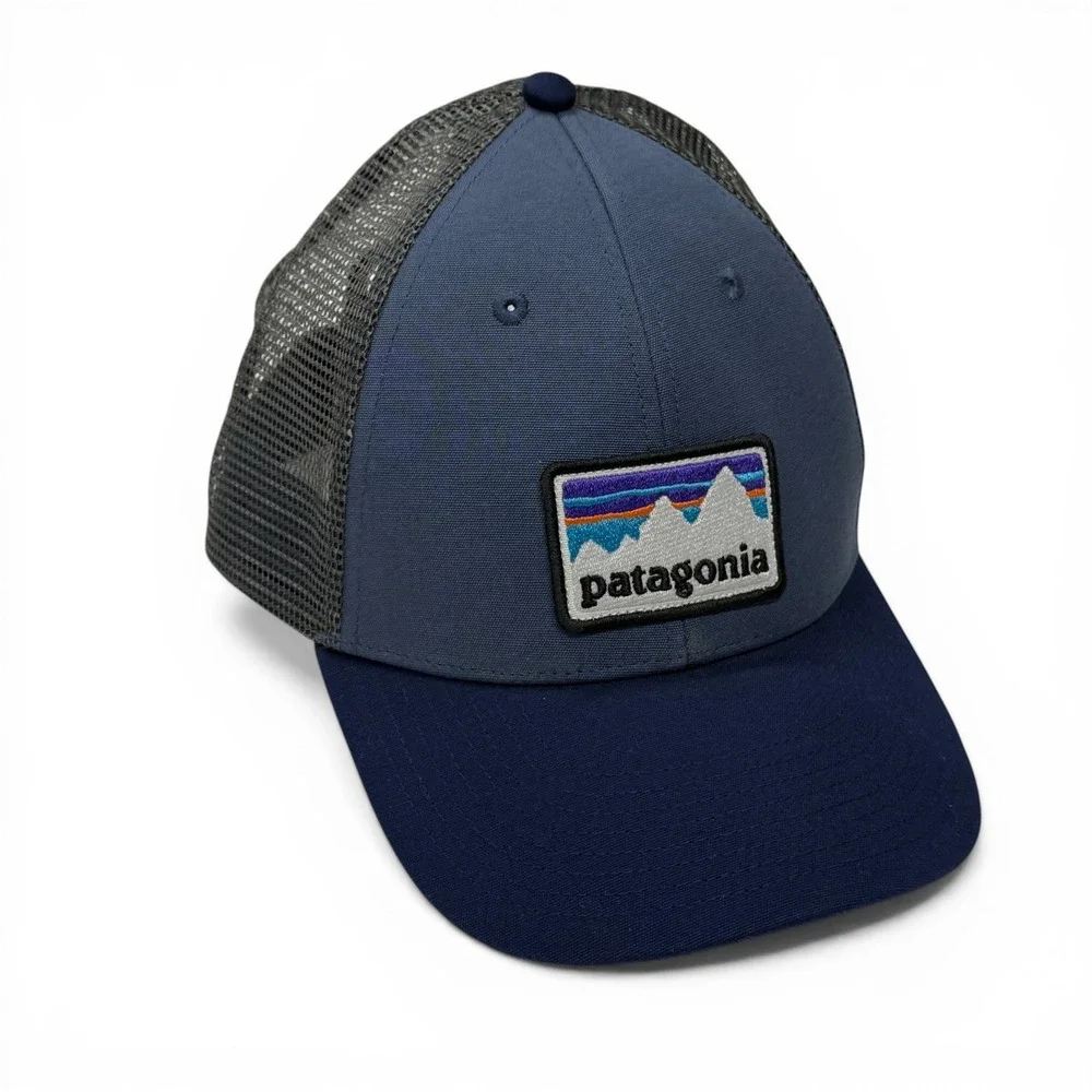 Patagonia P-6 Logo LoPro Trucker Hat Mens Dolomite Blue Mesh Snapback 38182 SP19
